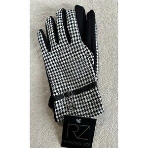 Rachel Zoe Women's Black/White Houndstooth Gloves with Belt Buckle Detail - New